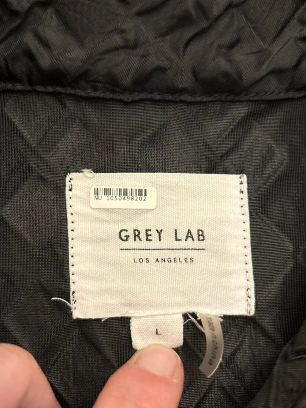 Grey Lab Los Angeles Black Textured Shacket Large Button Front Oversized Shirt - Picture 3 of 8